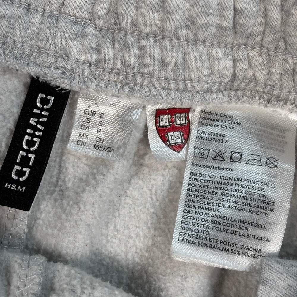 H&M Divided Harvard Sweatpants Men S Heather White Veritas Drawstring University - Picture 3 of 14